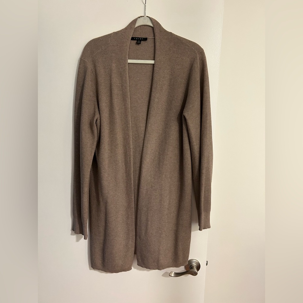 Cyrus Tan Open Front Cardigan Sweater